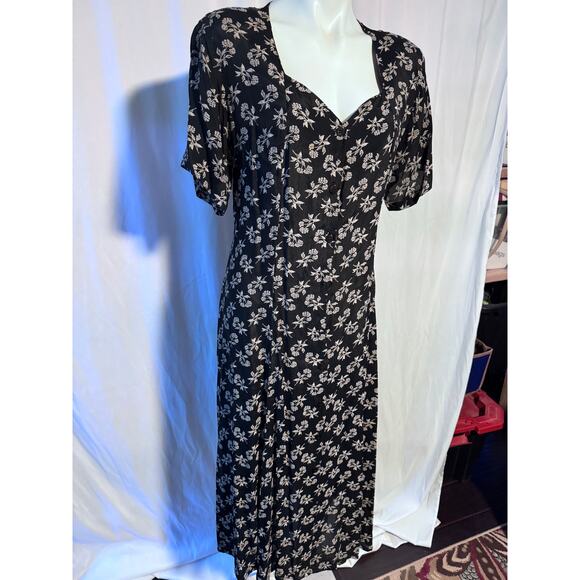 Vintage 80s SABRILA New York Floral Button Front Maxi Dress Large - Elaine Style - Picture 2 of 11